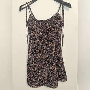 Floral Black Orange Purple Dress